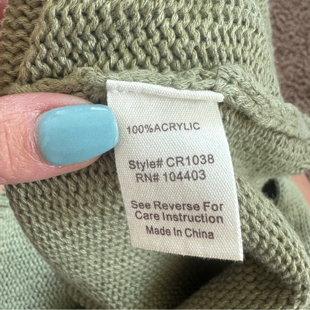 Blu Pepper Knit Tank Sweater Top Sleeveless Green Pom Pom V-Neck Sweater M - Picture 6 of 9